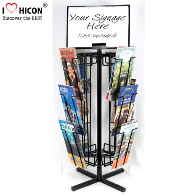 China Free Standing Rotating Retail Display Fixtures With Metal Brochure Display Rack for sale