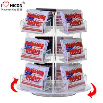 China Custom Rotating Counter Display Racks , Acrylic Business Card Display Holder 3 - Layer for sale