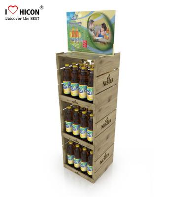 China Your Logo Wine Display Stand Metal Drinks Or Wine Retail Bottle Store Display for sale