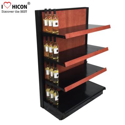 China Liquor Store Gondola Shelving Units 36 Inch Wide End Cap Wooden Shelving Display Stand for sale