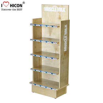 China Retail Store Flooring Wooden Custom Product Display Stands For Food Display for sale
