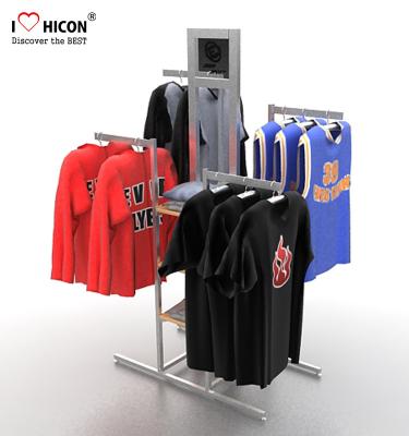 China Your Logo Clothing Store Fixtures Display Clothes Rack 4-way For Retail Store for sale