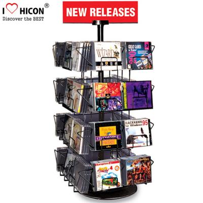 China CD Merchandising Metal Display Racks 32 Pockets Book Retail Rotating Display Rack for sale
