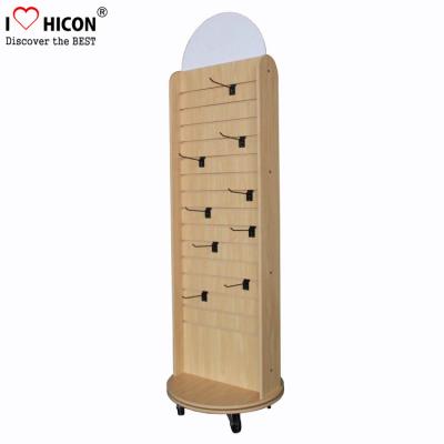 China Retail Store Display Wood Slatwall Display Stands / Racks With Hook Free Standing for sale