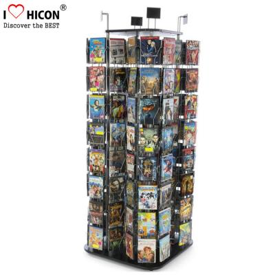 China Rotating Book Display Stand Metal Wire Pockets CD Flooring Display Stand for sale