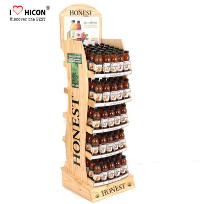 China 5 - Layer Wooden Energy Drink Display Stand For Bakery / Coconut Water Retail for sale