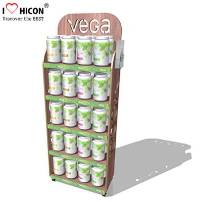 China Point of Purchase Wooden Display Racks Free Standing For Nutritional Shake Chocolate for sale
