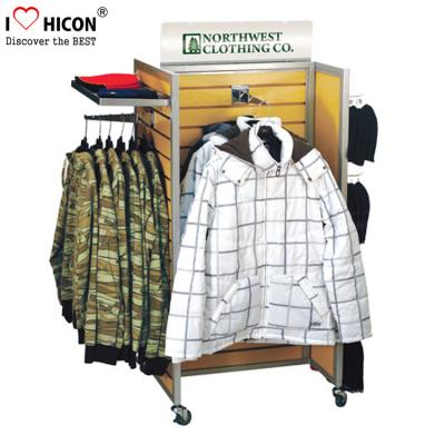 China Clothing Store Fixture Custom Chain Store Wood Clothes Displays for sale