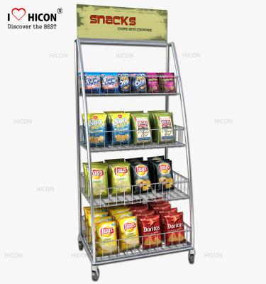 China Freestanding Point Of Purchase Wire Snack Chip Bag Display Racks for sale