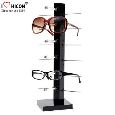 China Custom Wooden Optical Shop Display Counter Top 6-Pair Sunglasses Display Rack for sale