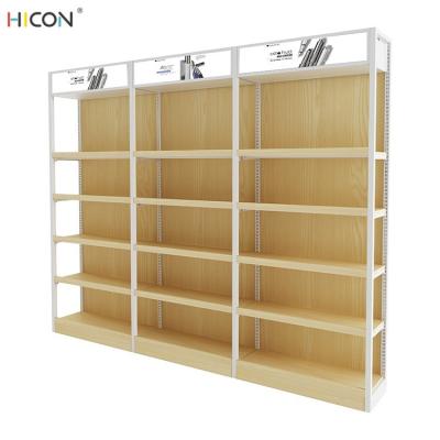 China Popular Floor Brown Wood Stationery Grocery Shelving for Sale for sale