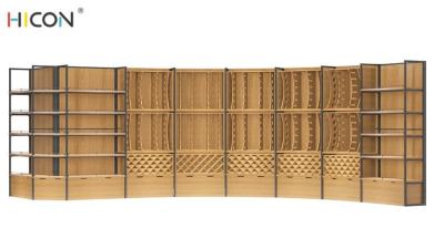 Chine Supports d'affichage en bois combinés de magasin de détail de Brown de plancher à vendre à vendre