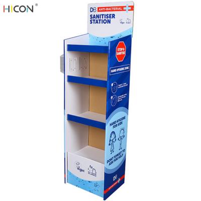 China Customized Floor Blue 4 Tier Cardboard Corrugated Display Stands for sale