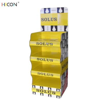 China Custom Yellow Single-Sided 4 Tier Floor Cardboard Display Stands for sale