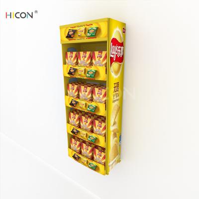 China Custom 4-Tiers Yellow Metal Food Display Rack Design for Sale for sale