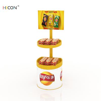 China Yellow Metal Potato Chips Display Cases for Food Service Wholesale for sale