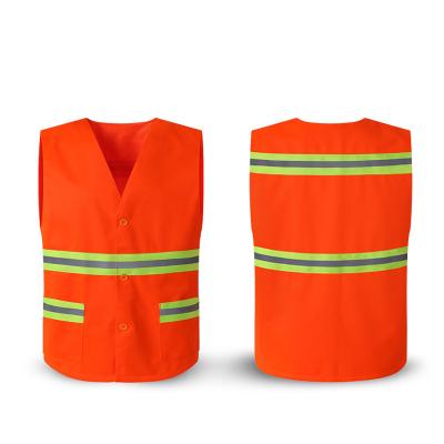 China Washable Reflective Safety Vests Orange Construction Vest With Pockets for sale