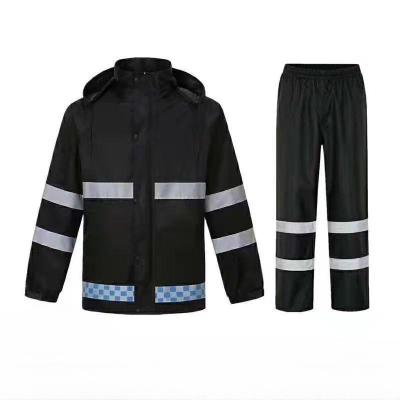 Cina Abbigliamento da pioggia di sicurezza riflettente in nylon con cappuccio, attrezzatura da pioggia ad alta visibilità in vendita