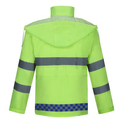 China SGS Reflective Safety Rainwear Hooded Collar Hi Vis Rain Gear for sale