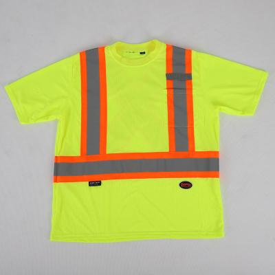 China Adembenemende reflecterende veiligheidskleding Crew Neck Fluorescerend geel Te koop