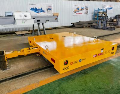 China 50 Ton Rail Electric Traction Trolley  Automatic Traction Hook Industrial Trailers Te koop