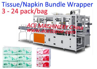 China PLC Servo Motors Napkin Tissue Packing Machine Fully Automatic 3-24 Bag/Bundle for sale