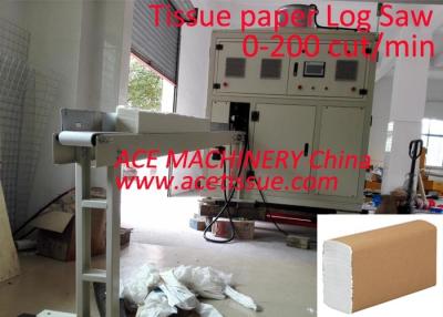 China Automatic Servo Control Log Saw Machine For Interfold Napkin Tissue Paper for sale