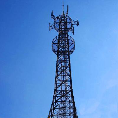 China 4 Leg 4g Cell Mobile Phone Steel Tower 60m Wireless Round Tube Galvanized Steel for sale