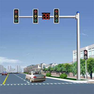 China Galvanized Steel Traffic Signal Pole 15m Single Arm CCTV Camera Post for sale