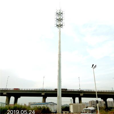 China 3 Platforms 25m 65m Steel Tubular Pole 5G Antenna Communication Poles for sale