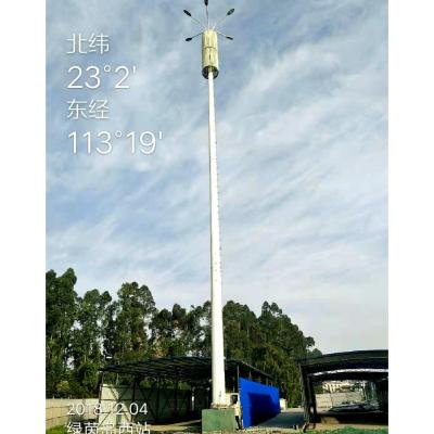 China 50m High Mast Galvanized Steel Pole Tower Q345 With 4 Lights for sale