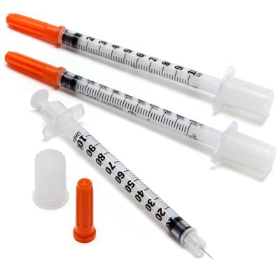 China Seringa estéril descartável descartável da seringa 1ml 0.3ml 0.5ml da insulina com agulha fixa à venda