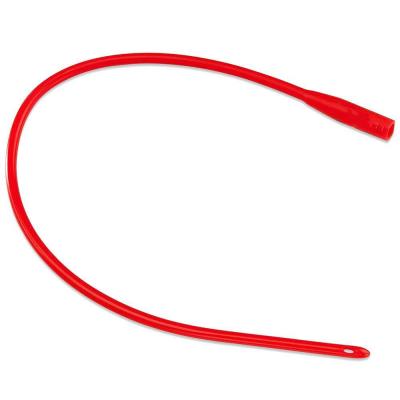 China Red Rubber Intermittent Catheter 1-Way Rubber Urethral Catheter Tube for sale