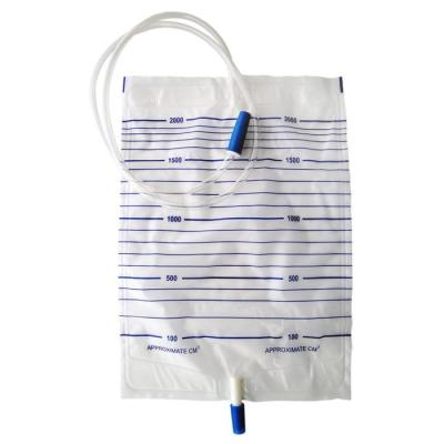 China Disposable Urine Bag Urine Collection Drainage Bag 2000ml With Push Pull Drain Valve for sale