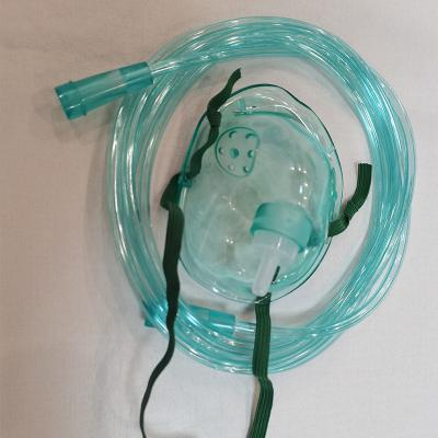 China Respiratory Portable Oxygen Mask Green Disposable Oxygen Mask 2.1m Tube for sale