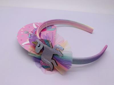 China Polyester Girls Unicorn Hair Band , Toddler Rainbow Hair Accessories for sale