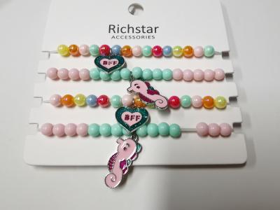 China Polished Unisex Childrens Jewelry , Birthday Rainbow Beaded Bracelet for sale