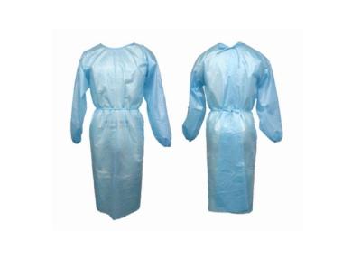 China Blue Disposable Isolation Gown Long Sleeve Round Neck Light Weight for sale