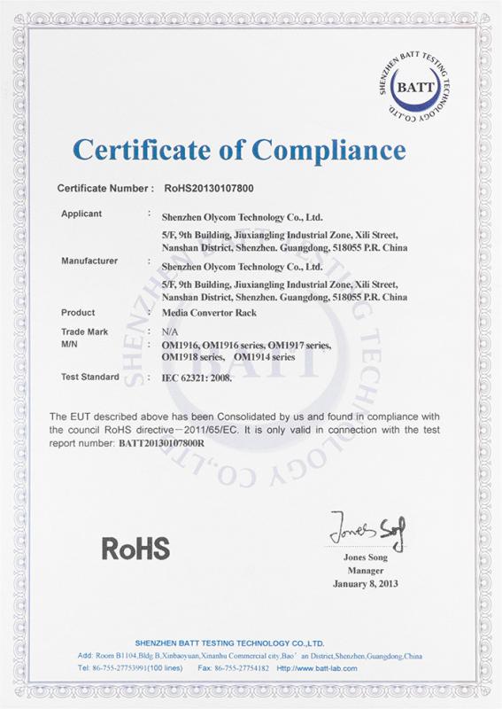 RoHs - Shenzhen Olycom Technology Co., Ltd.