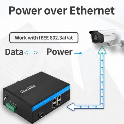 China 100 / 1000M 5 Port Ethernet POE Fiber Switch Unmanaged SFP Slot Af / At 120W for sale