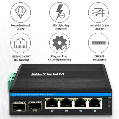Chine Commutateur de réseau Unmanaged optique d'Ethernet de fibre, commutateur gauche de POE du gigabit 6 à vendre