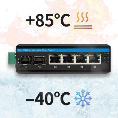 China 6 Port Industrial Poe Switch Unmanaged 10/100M 2 Fiber 4 Ethernet Ports Switch for sale