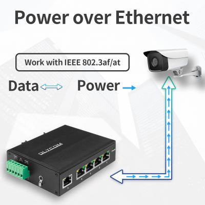China Unmanaged Poe Switch 5 Port Industrial Din Rail Poe Switch Poe Passthrough Switch for sale