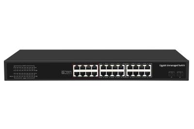 중국 24 포트 기가비트 섬유 네트워크 스위치 관리되지 않은 스마트 VLAN 및 확장 모드 AC 전원 판매용