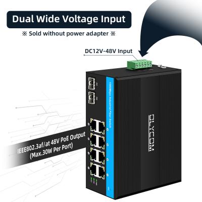 Китай Гигабитный 8-портовый солнечный PoE-коммутатор DC12-48V, неуправляемый PoE-коммутатор 240 Вт для солнечной энергосистемы или транспортного средства продается