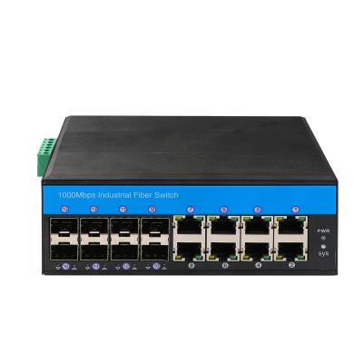 China IP40 1000Mbps Fiber Optic Industrial Managed Poe Switch 8 Port With Din Rail for sale
