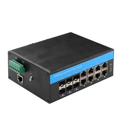 China 8 Port Industrial Managed POE Switch SNMP Web Ring Managed Optical fiber Switch for sale