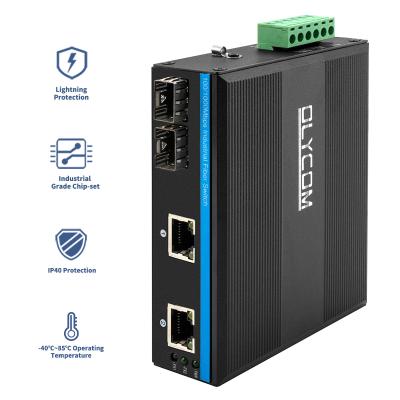 China Unmanaged 4 Port Gigabit Ethernet Switch Hardened Case SFP Slots IP44 DC24V for sale
