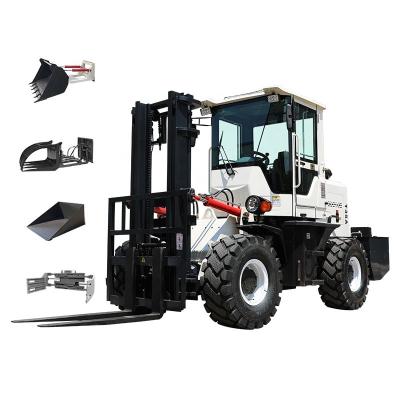 China 2.5Ton 3Ton Articulated Fork Lift Truck Off Road 4x4 All Rough Terrain Diesel Forklift Truck for sale