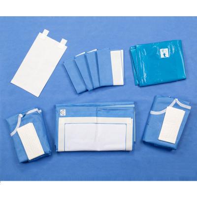 China Hospital Surgical Laparotomy Drape Kit PE Viscose Drape Pack for sale